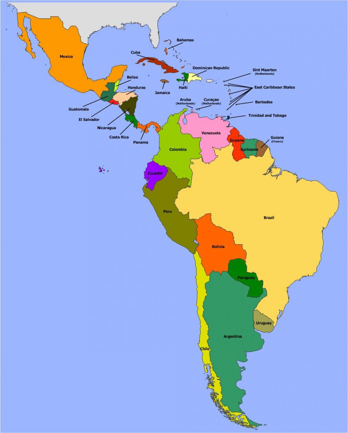 Žemėlapis Belizas pietų amerikoje