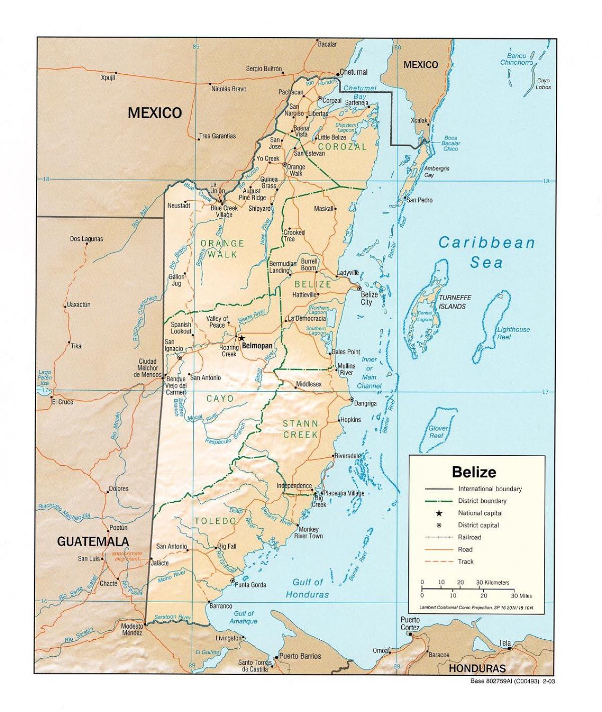 žemėlapis Belizas
