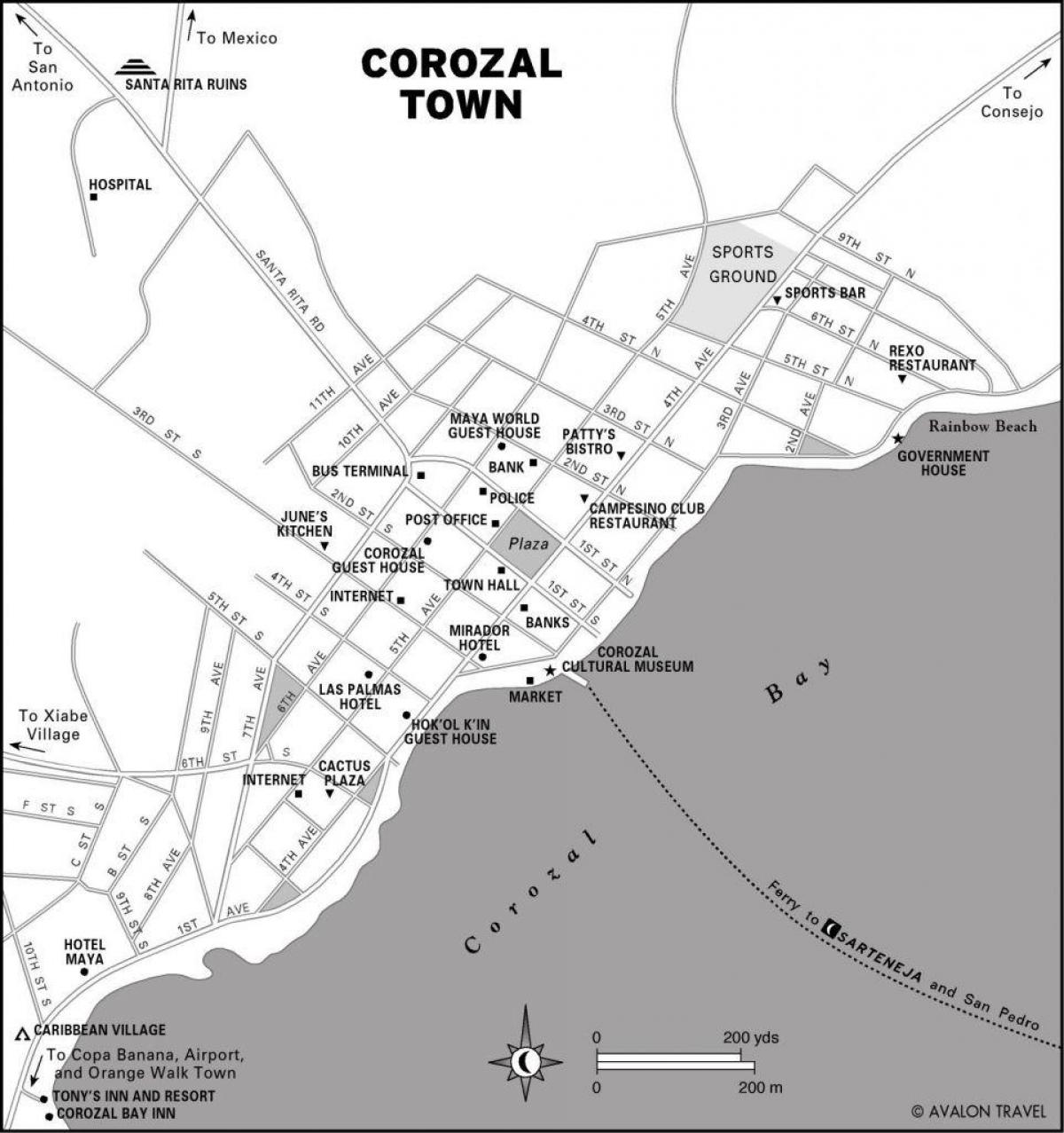 žemėlapis corozal miesto Belizas