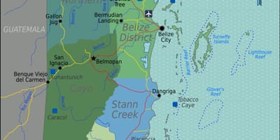 Žemėlapis derliaus caye Belizas